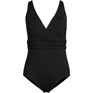Lands End Black One Piece Slimming Tummy Control One Piece Swimsuit Sz 1X